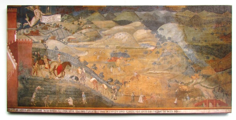 Ambrogio Lorenzetti · Allegory of Good Government, print on wood 380mm x 180mm