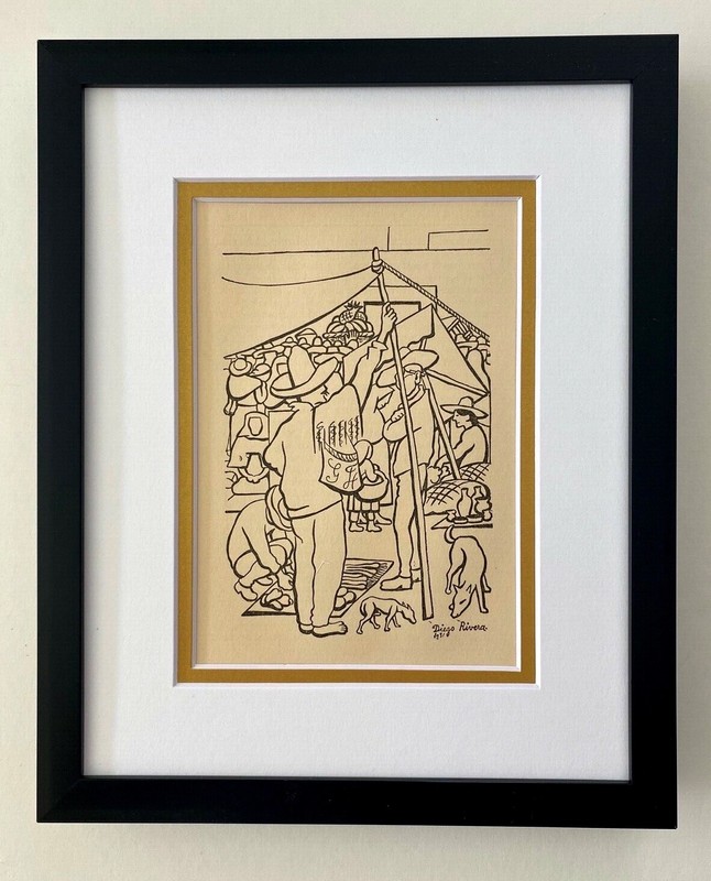 DIEGO RIVERA ORIGINAL 1938 SIGNED ON THE PLATE GRAVURE TO BE FRAMED AT 8X10