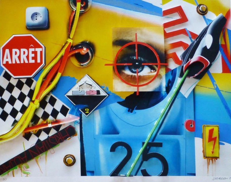PETER KLASEN Regard Cible Arret 3D HAND SIGNED #'d pop art GERMAN FRENCH ARTIST