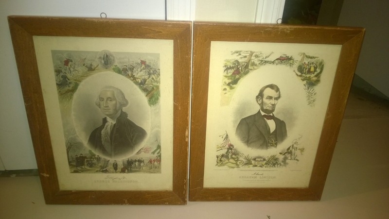 George washington and Abraham Lincoln 1964 framed print. 1821-1863.