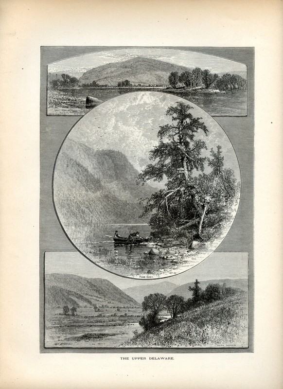 Upper Delaware River, New York, Historic America 1874 Antique Engraving gallery