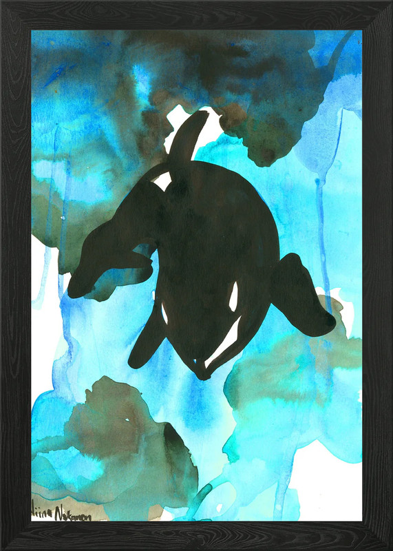 Orca In The Depths Framed Wall Art Poster Canvas Print Picture