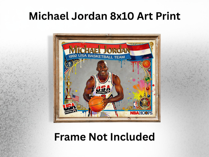 Michael Jordan 1991 Hoops USA Dream Team Card Style Art Print 8×10 NBA