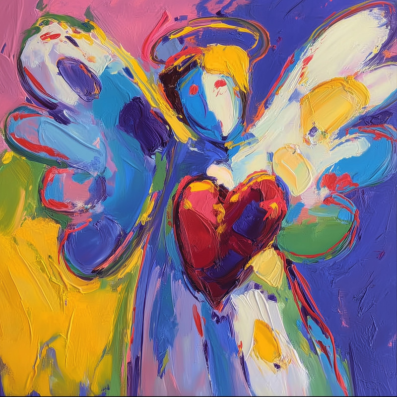 Angel with Heart 24x24 Giclée Art Print Ltd 1/25 Signed COA Rombley V50