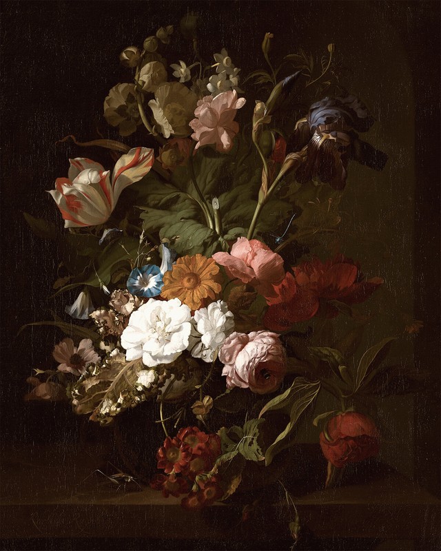 Baroque Still Life with Flowers Painting Giclee Print on Fine Art Paper