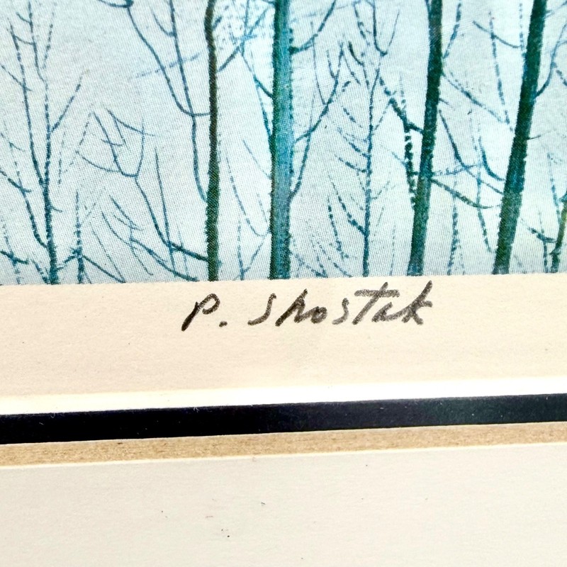 VTG Peter Shostak What Is The Score 1982 Signed #140/275 Framed Hockey Litho COA gallery
