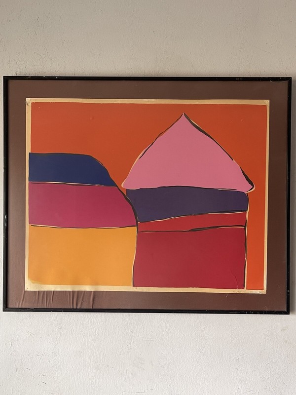 FANTASTIC VINTAGE MID CENTURY MODERN ABSTRACT LITHOGRAPH OLD CUBISM CUBIST 1968 gallery