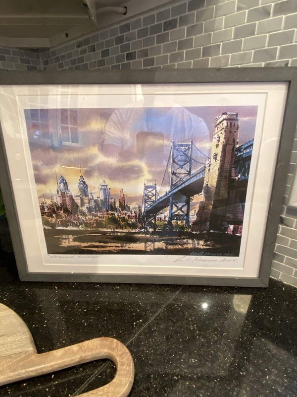 William C. Ressler Signed Watercolor Print, Philadelphia Skyline 11×14