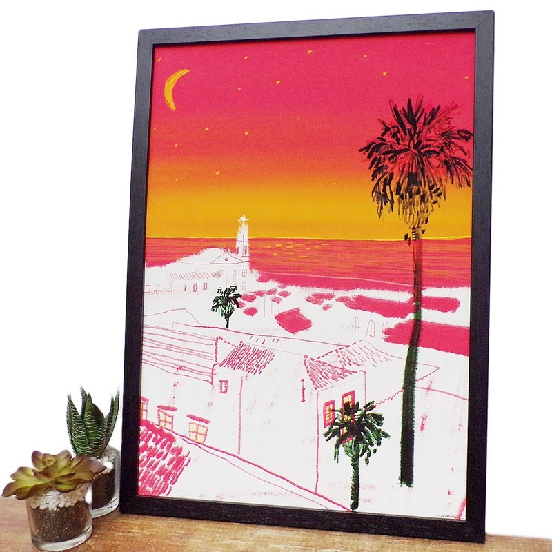 Tropical Mediterranean Wall Art Framed Print Colourful Gallery Wall Modern Beach gallery