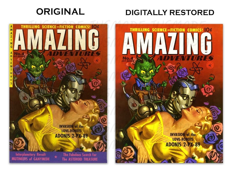 AMAZING ADVENTURES #4 Vintage 1951 SCI-FI Comic Book Cover Art, Poster Reprint gallery