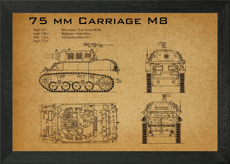 75 mm Carriage M8 Framed Wall Art Poster Canvas Print Picture
