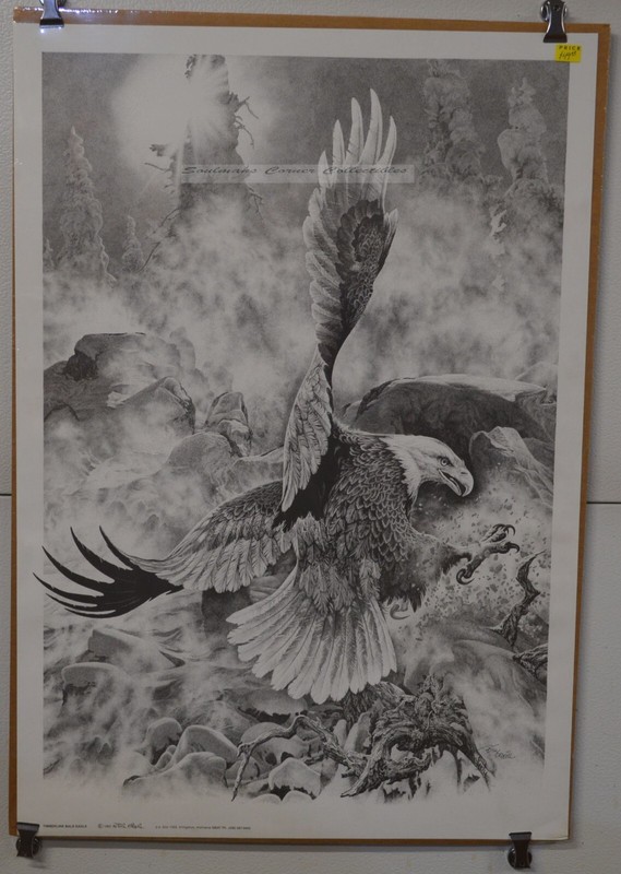 Excellent Primo Large Print TIMBERLINE BALD EAGLE Bill O’Neill Signed Pen & Ink