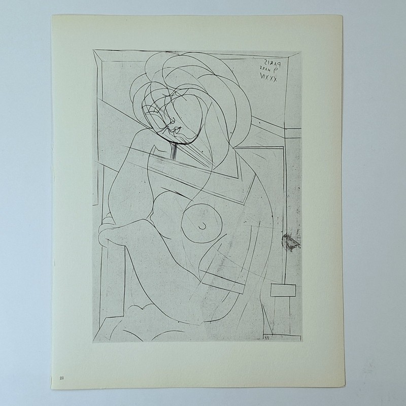 PABLO PICASSO Lithograph Etching Plate from 1956 Femme nue assise, la Tête appuy