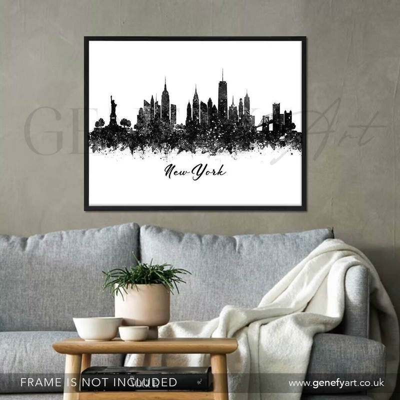 New York Skyline Black and White Watercolour Print - New York Keepsake Gift gallery