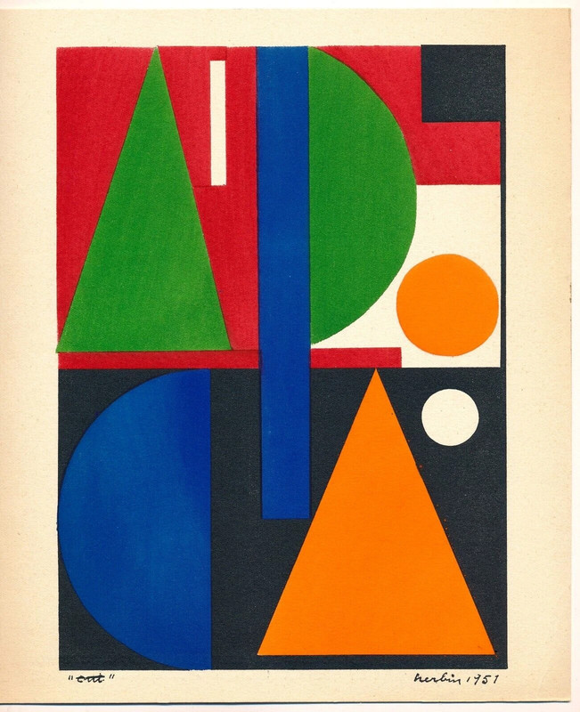 AUGUSTE HERBIN OUI 1951 LIMITED EDITION ABSTRACT POCHOIR