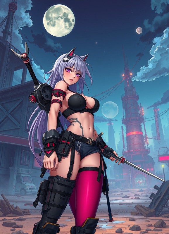 SEXY Post Apocalyptic Anime WAIFU 4×6 Print Fantasy Art 060926-02