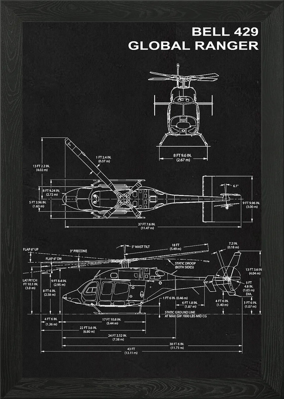 BELL 429 GLOBAL RANGER Framed Wall Art Poster Canvas Print Picture