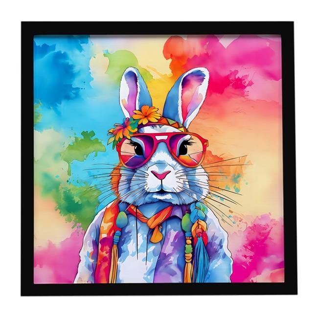 Carolines Treasures DAC4033MFP88 8 x 8 in. Hippie Animal Rabbit Framed Metal ...