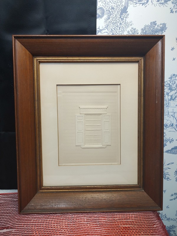 Corinne Workmaster Signed Embossed Paper Relief Colonial Window 13/25 Framed Art