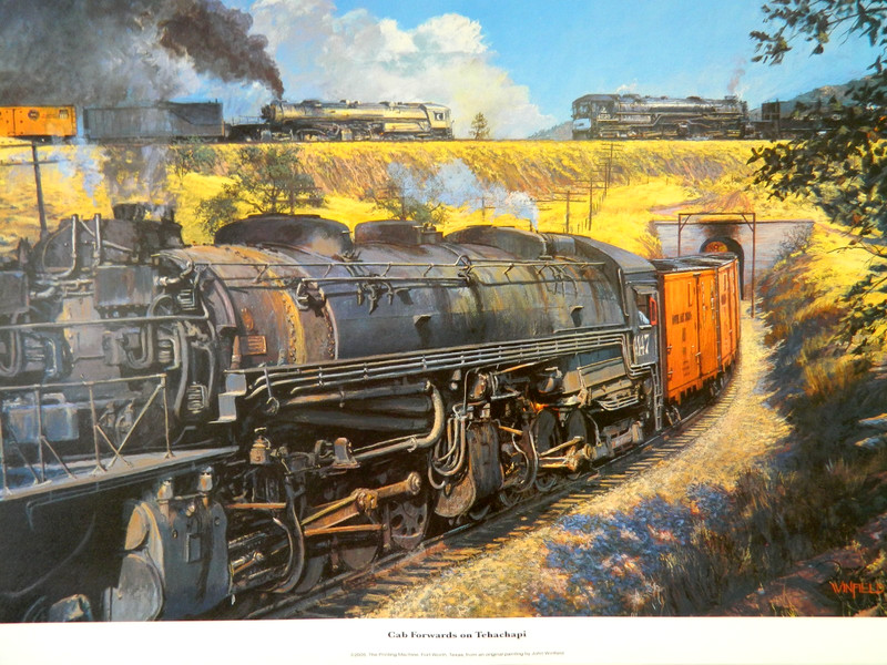 Railroad Art,Winfield,»Cab Forwards on Tehachapi»,18X24″,S/N, (7320)