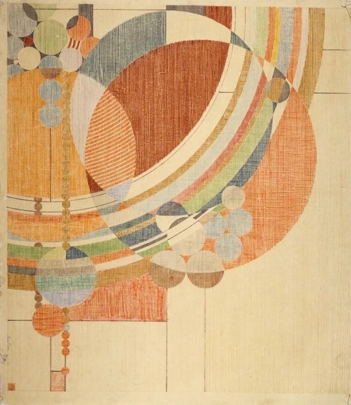 Carpet Design by Frank Lloyd Wright vintage art antique painting