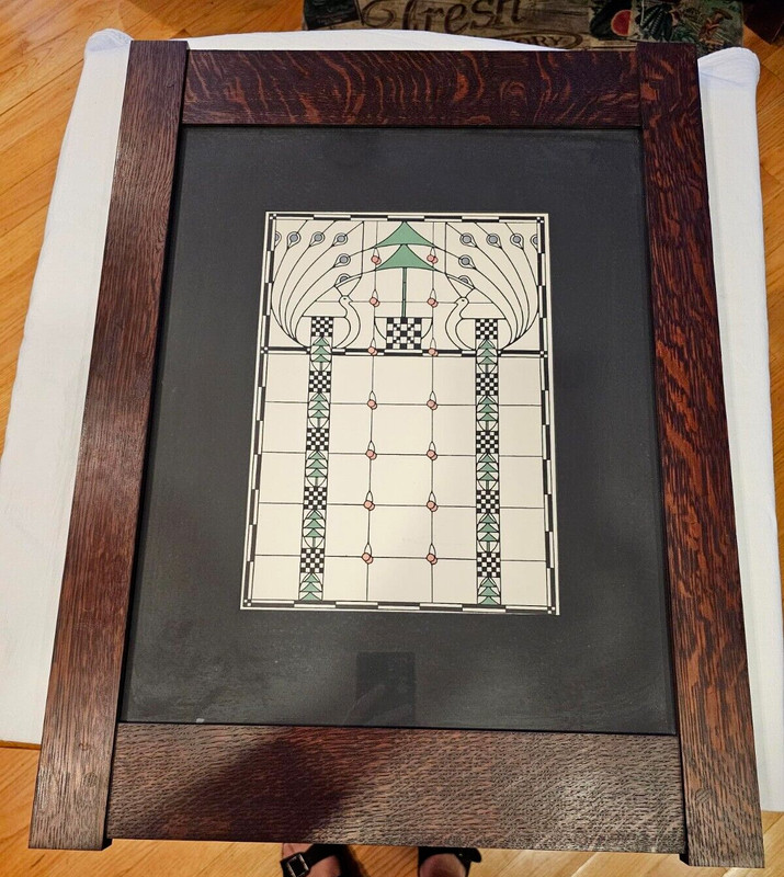 Double Peacock Window Dard Hunter Oak Park Mortise & Tenon Frame Arts & Crafts gallery