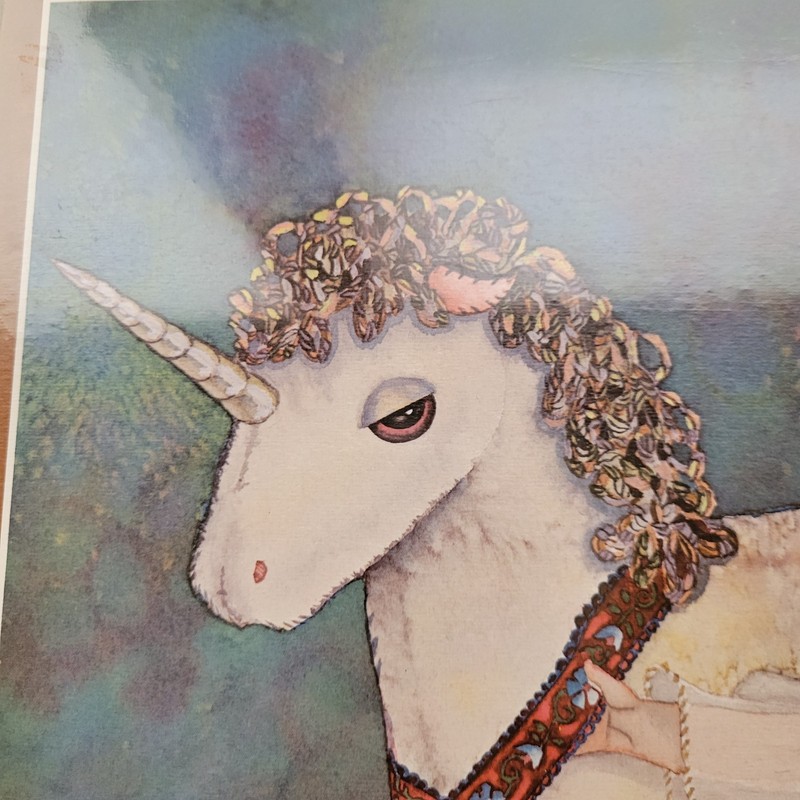 "The Right Princess" Unicorn art print Lee Collins signed 70's-80's gallery