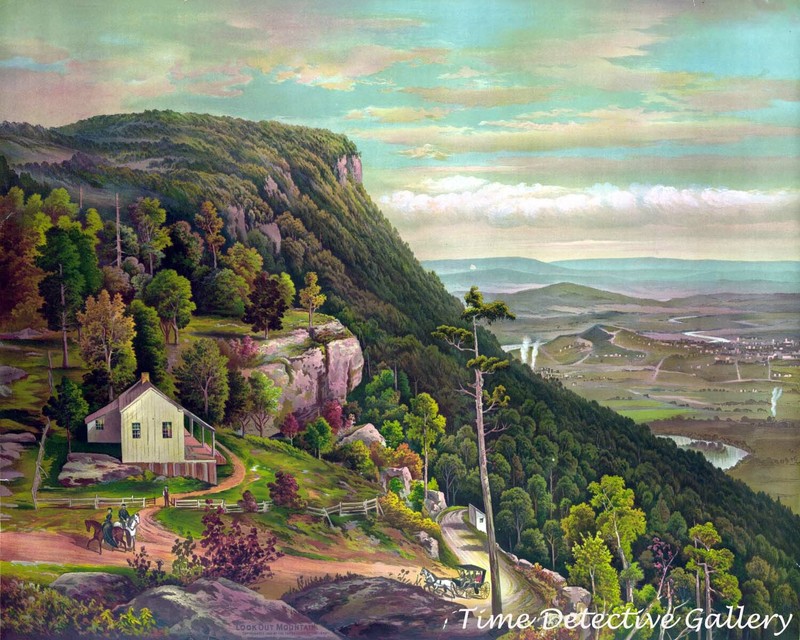 Lithograph of Lookout Mountain, Tennessee – 1883 – Historic Art Print