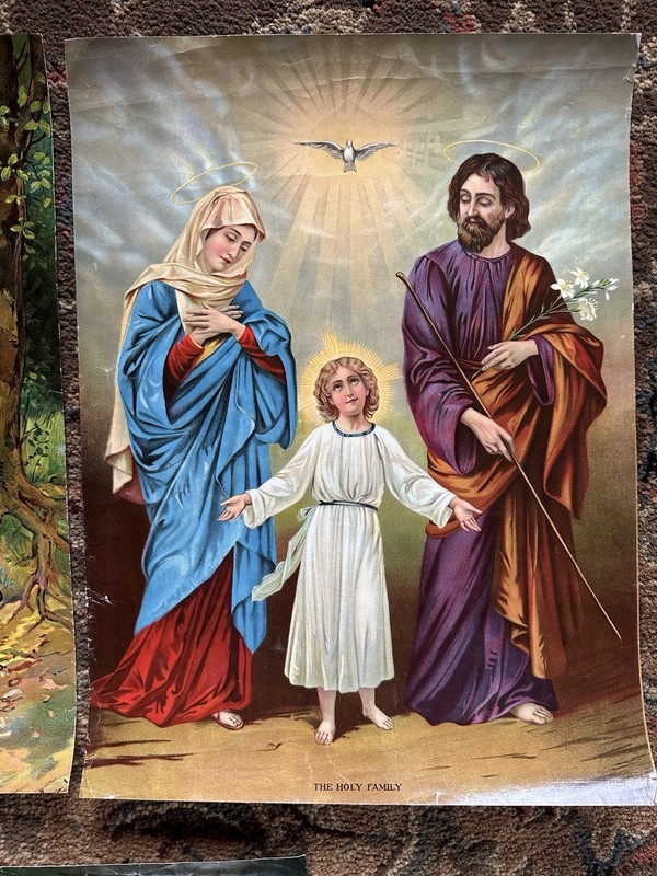 5 Vtg Art Print Posters Religious 16"x12" CHRIST Cecelia ANGELS manger FAMILY gallery