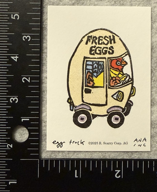 Lot of 1 Ana Inciardi X Richard Scarry Animal Mini Print Egg Truck Chicken Bird