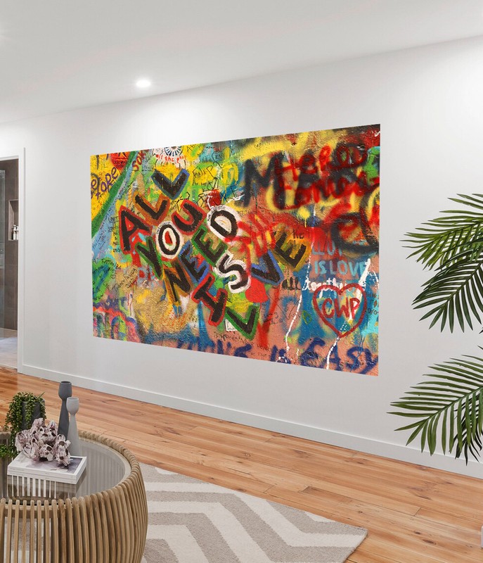 framed all need love wall decor Street Art joy life Print Canvas