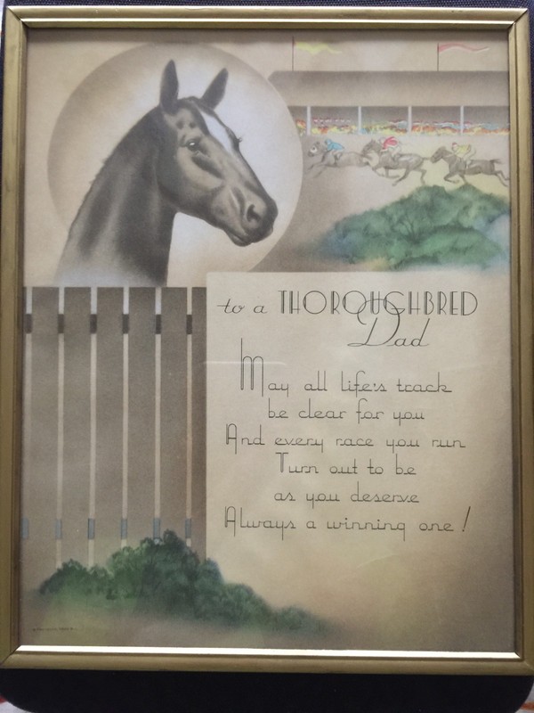 Horse Racing Antique Artwork Beautiful 8×10 Print ( To a Thoroughbred Dad )