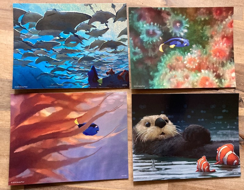 2016 Disney PIXAR FINDING DORY Holographic Print SET Of 4 NEMO Watercolor