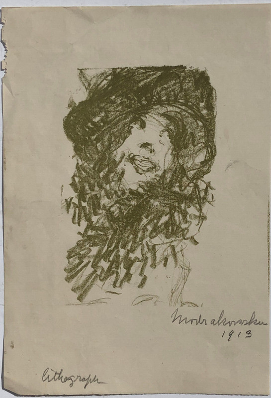Female Stage Perfomer-8 1/4 x 5 3/4" Lithograph-1913- Eleanor Modrakowska