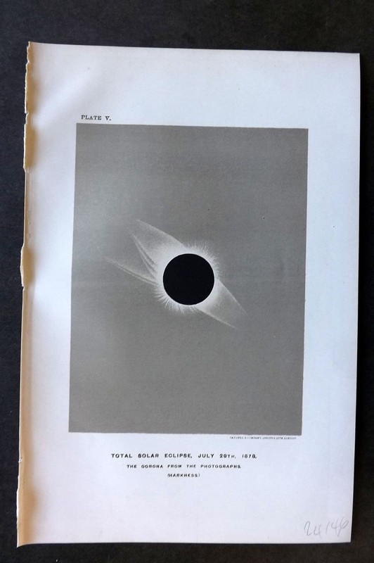 Ball C1900 Antique Astronomy Print. Total Solar Eclipse, July 29th 1878 05