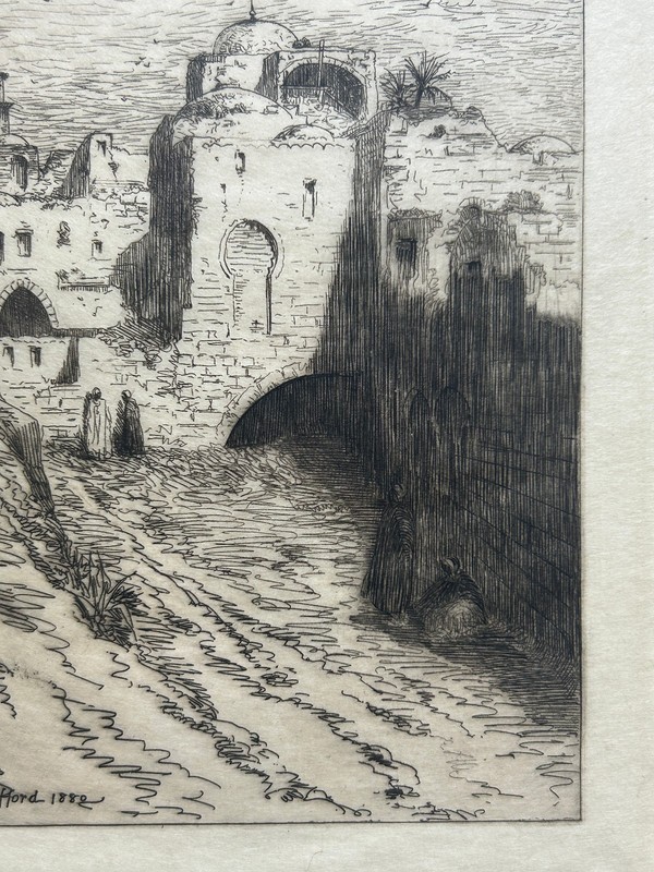 R. Swain Gifford Signed Etching Moorish Architecture 1880 Antique Print gallery