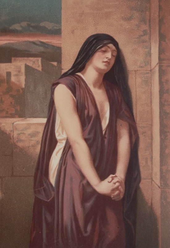 WIDOW OF NAIN Jesus Miracle Sacred Women of Bible - 1873 Color Lithograph Print