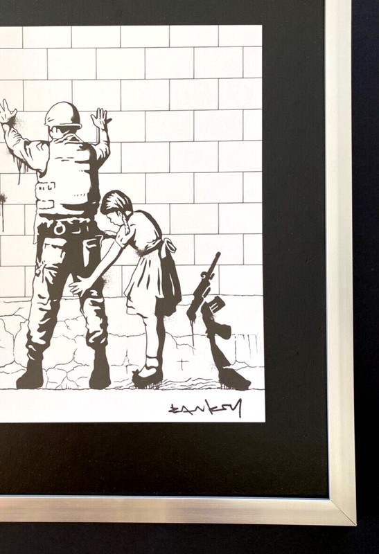 BANKSY + SIGNED " GIRL SEARCHING SOLDIER " PRINT FRAMED + BUY IT NOW! gallery