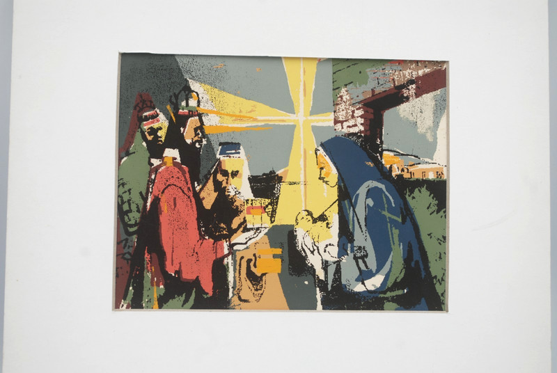 Nativity, Laurence Sisson, Woodblock Print, Signed