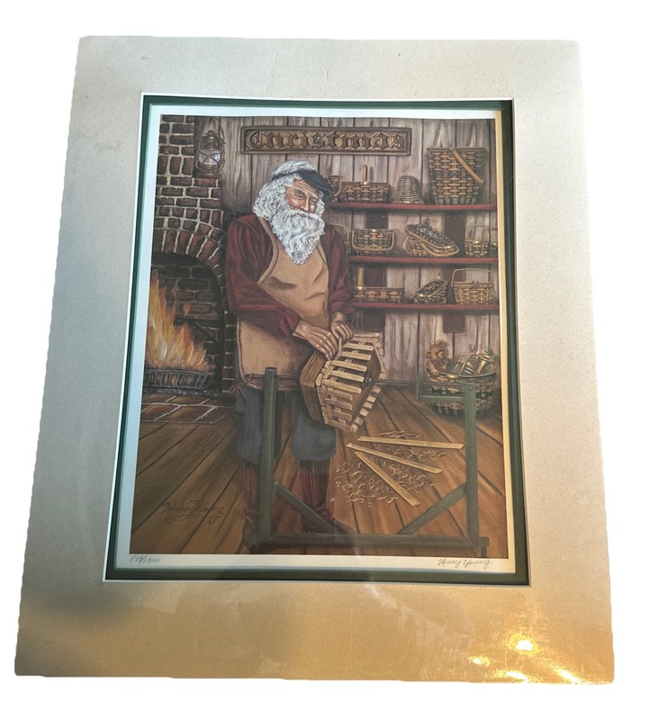 Vintage Nancy Young Pencil Signed Numbered Print The Ole Master Christmas Santa