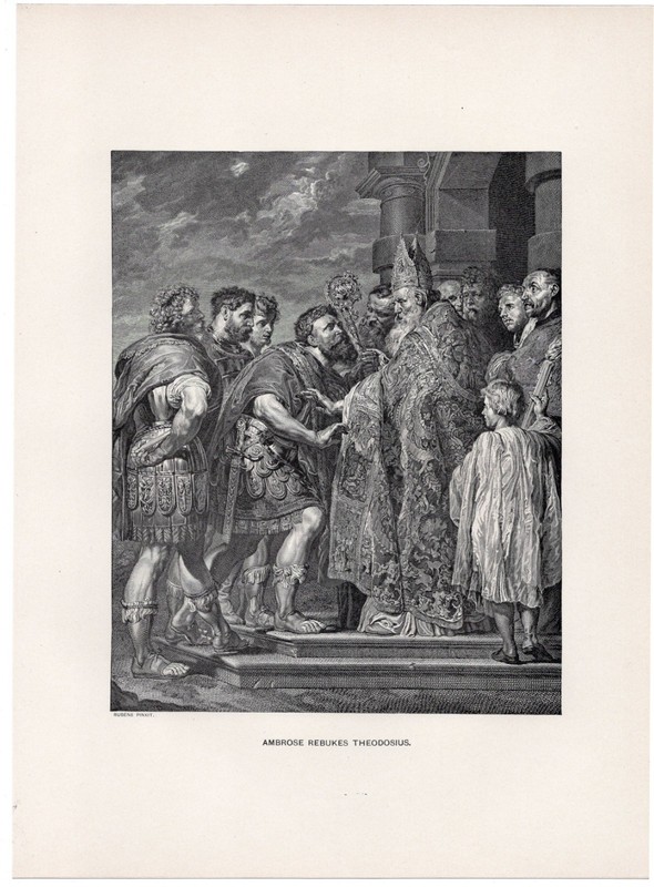Saint Ambrose Bishop of Milan Italy Rome Emperor Palace 1892 Antique Engraving gallery
