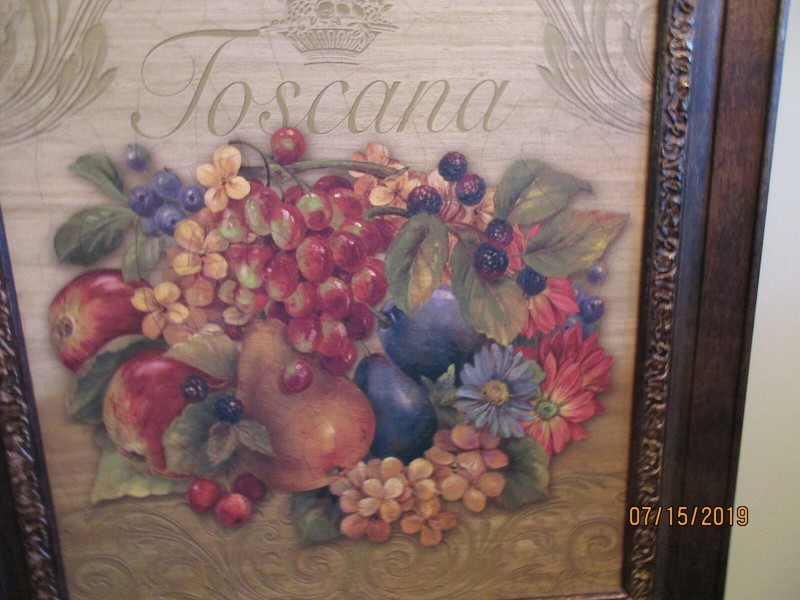 Decorative Art Framed Wall Picture 25" By 21" Toscana Fruit Theme P. Gladding gallery