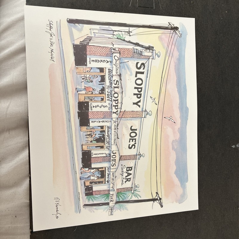 Sloppy Joe’s Key West Florida Print 1986 RE Kennedy Vintage