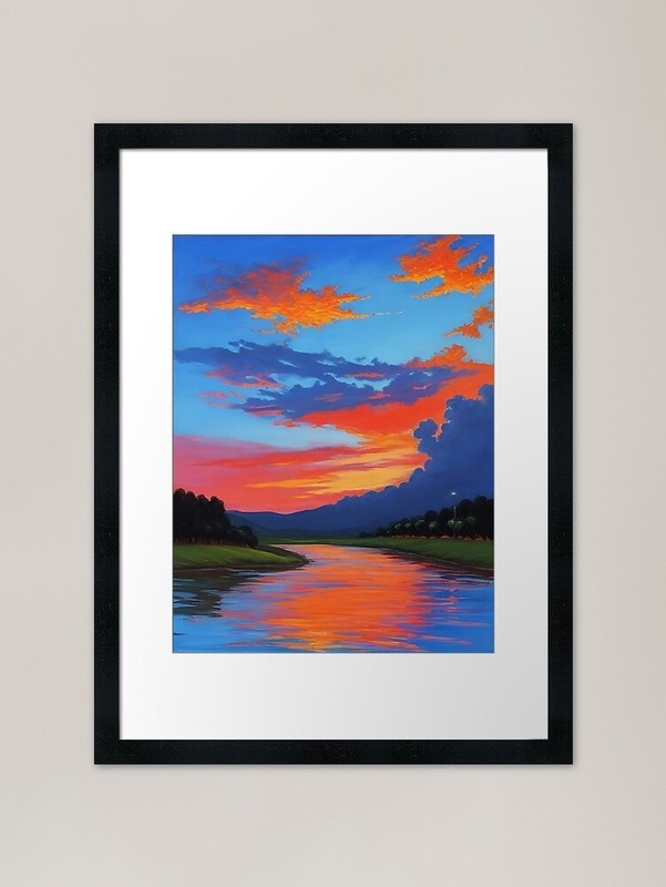 Riverside Dreams Sunset Serenity Fr Framed Wall Art Poster Canvas Print Picture