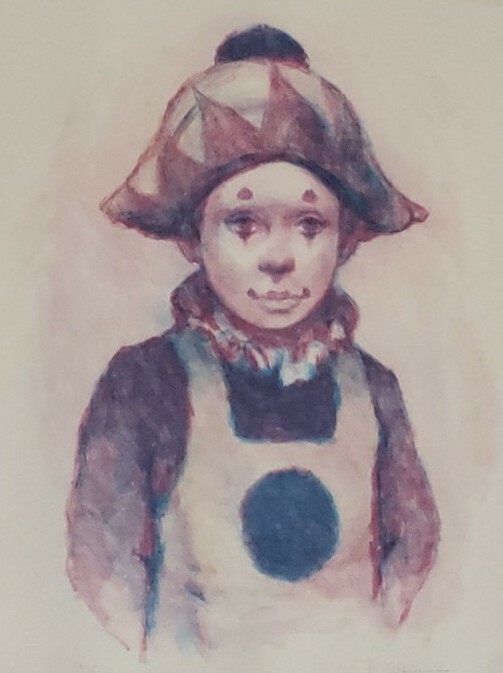 Hand Signed Philippe Alfieri - 177/200 - Young Boy Clown - Lithograph Art Print gallery