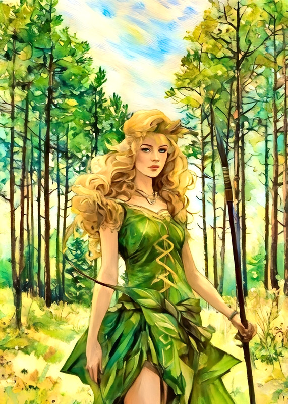 ACEO Miniature Art Print 2.5×3.5 Artist Trading Card Goddess Artemis Mythology