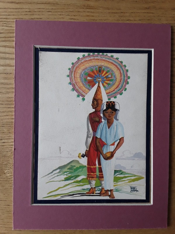 Ramon Valdiosera, Artist – Mexican Greetings Card 1951 – «Couple»
