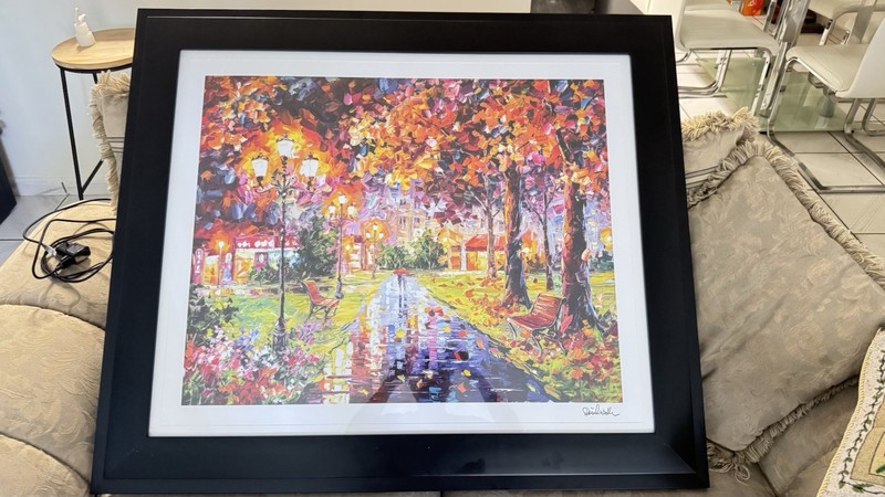 Daniel Wall Signed Impressionist Landscape Park Trees Print, Matted Framed