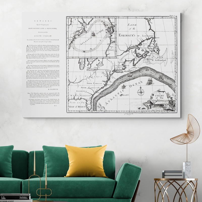 1786 Benjamin Franklin Map of Gulf Stream – Early Atlantic Currents & Navigation