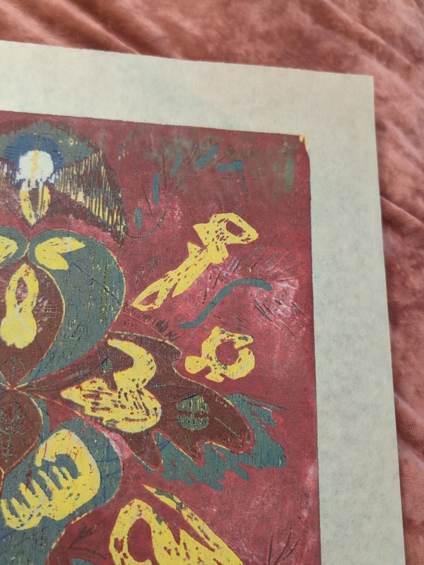 Original MCM Gracie R McCay Red Green Wood Block Prints Etchings Abstract VTG gallery